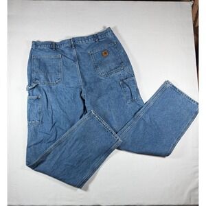 Carhartt Mens Blue Denim Carpenter Jeans Hammer Loop Utility Work Pants 40x34